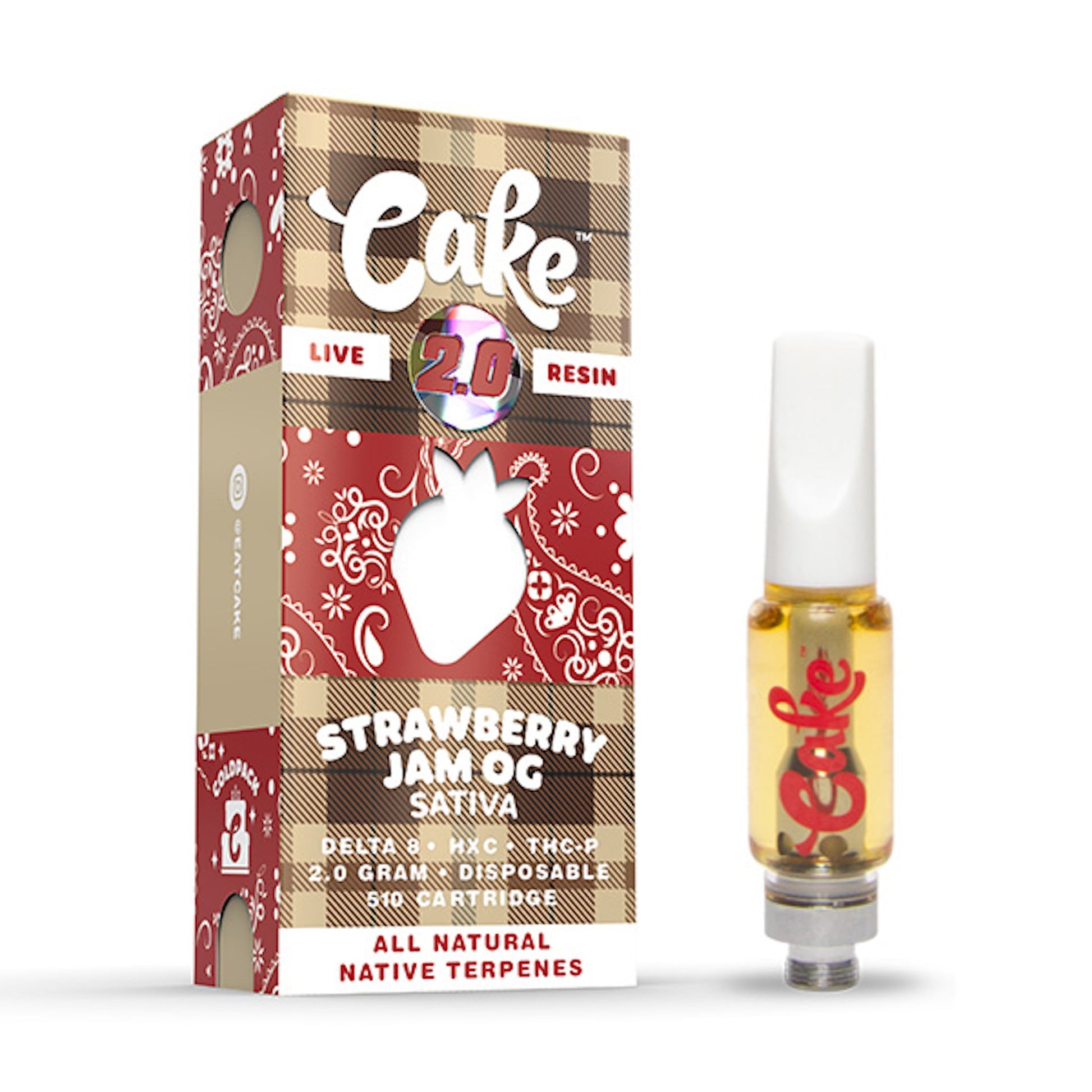 Cake Cold Pack Live Resin Strawberry Jam OG Cartridge - 2000mg