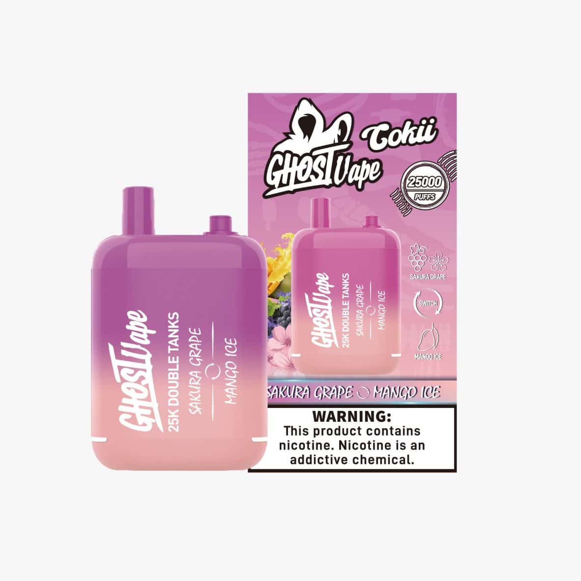 Buy Ghost Vape – Sakura Grape/Mango Ice – Nicotine Vape - Image 2